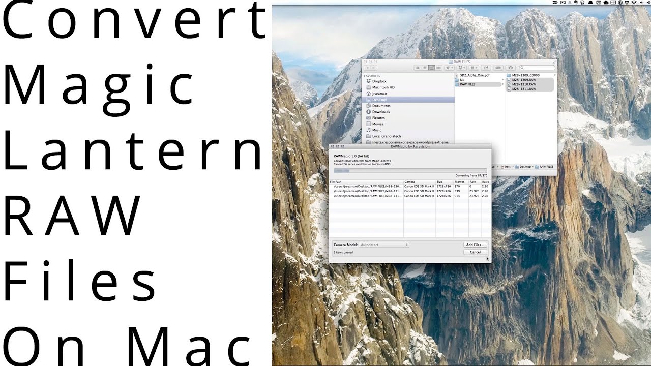 best mac os x software for transcoding mlv magic lantern raw files